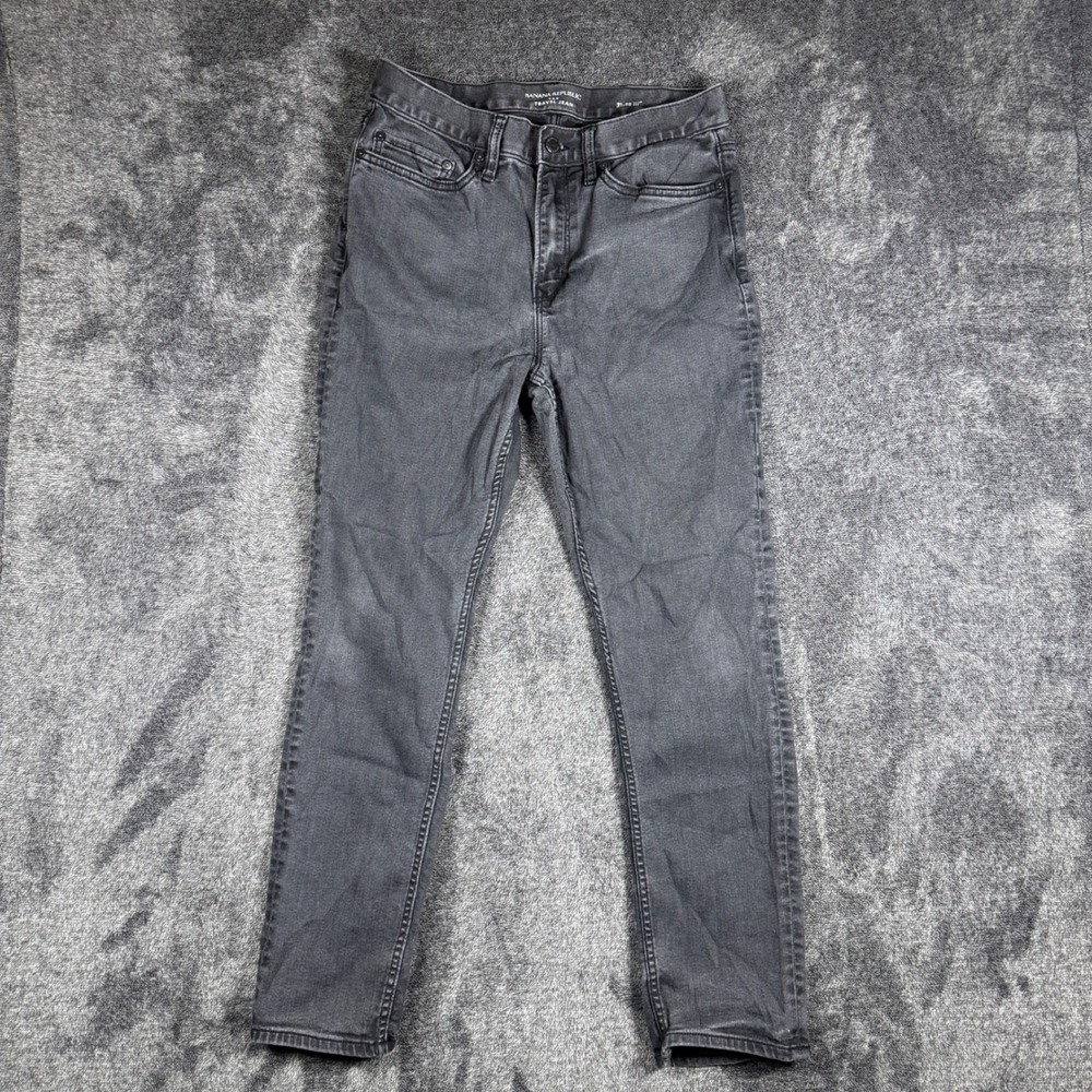 Banana Republic Mens Travel Jean 31x30 Slim Fit Faded Black Stretch Denim